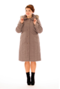 Женское пальто из текстиля с капюшоном, отделка песец 8010184