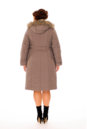 Женское пальто из текстиля с капюшоном, отделка песец 8010184-3