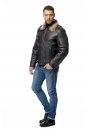 Мужская кожаная куртка из натуральной кожи на меху с воротником, отделка енот 8011050-3