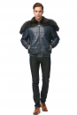 Мужская кожаная куртка из натуральной кожи с капюшоном, отделка енот 8014157