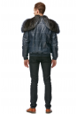 Мужская кожаная куртка из натуральной кожи с капюшоном, отделка енот 8014157-3