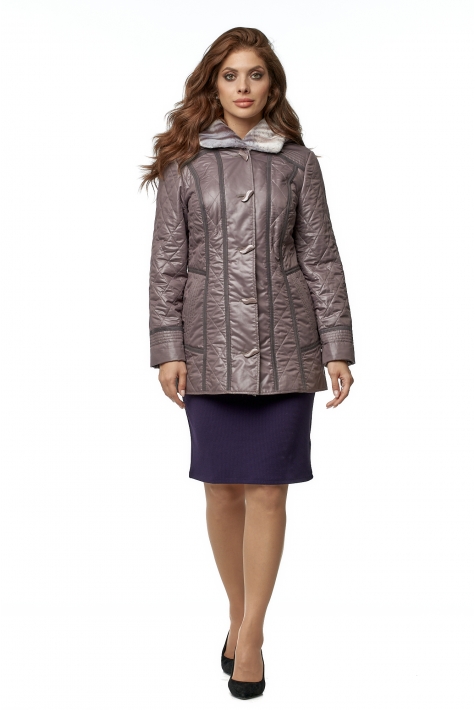 Куртка женская из текстиля с капюшоном, отделка искусственный мех 8016204