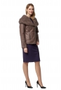 Женская кожаная куртка из эко-кожи с капюшоном, отделка искусственный мех 8023635-2